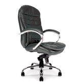 Nautilus Designs Santiago High Back Italian Leather Faced Synchronous Executive Chair With Integrated Headrest & Fixed Arms Black - DPA618KTAG/LBK DD